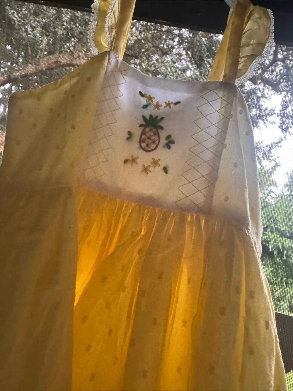 Brand New Well Dressed WOLF Yellow Pineapple Embroidered Sundress